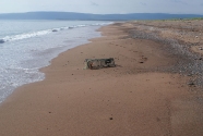 The baymouth beach often shows good cusp patterns with concentrations of gravel at the head of the cusp.  Gravel is also concentrated by storm waves in the wrack line, along with seaweed and an occasional lost lobster trap.